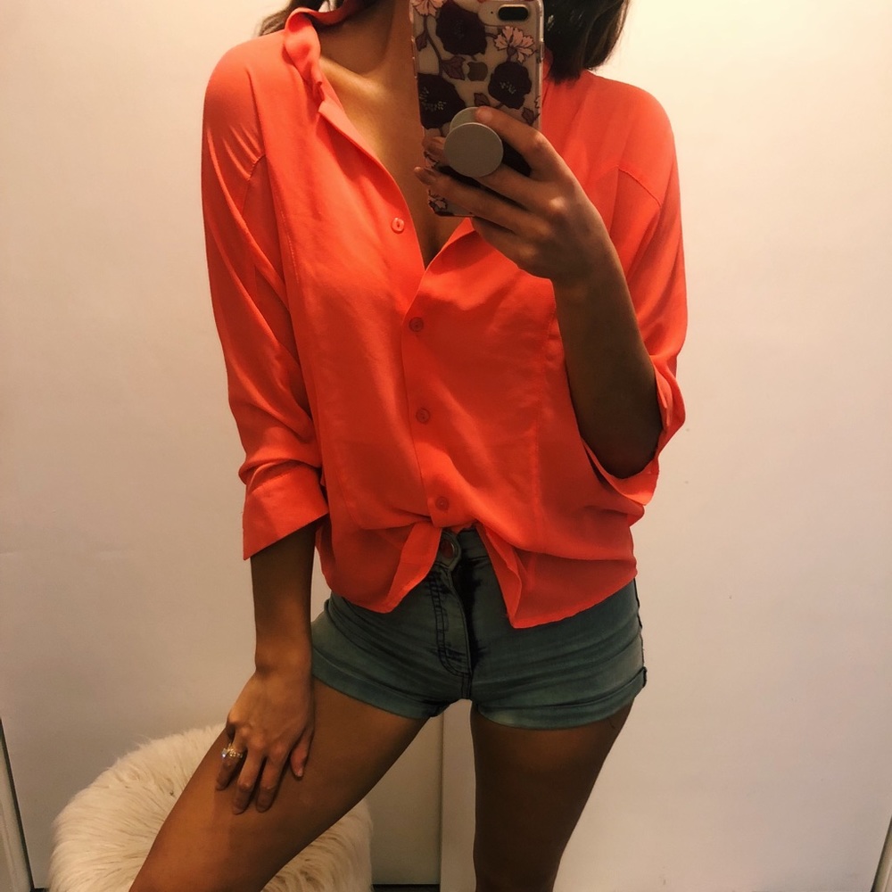 Pink Button Down Top